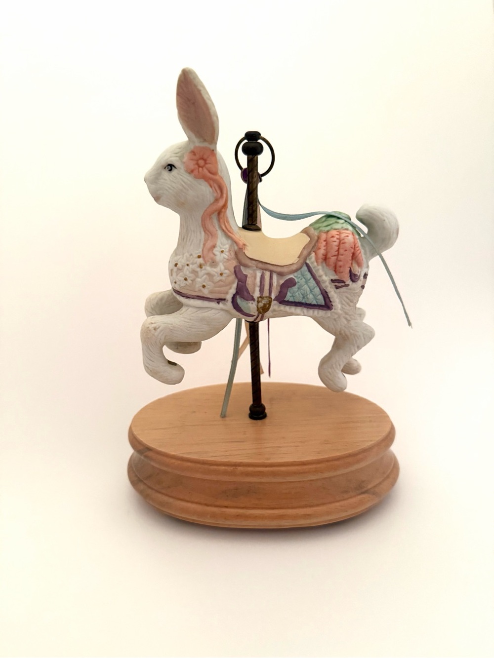 Vintage Bunny Carousel Music Box Wind Up - Picture 3 of 9